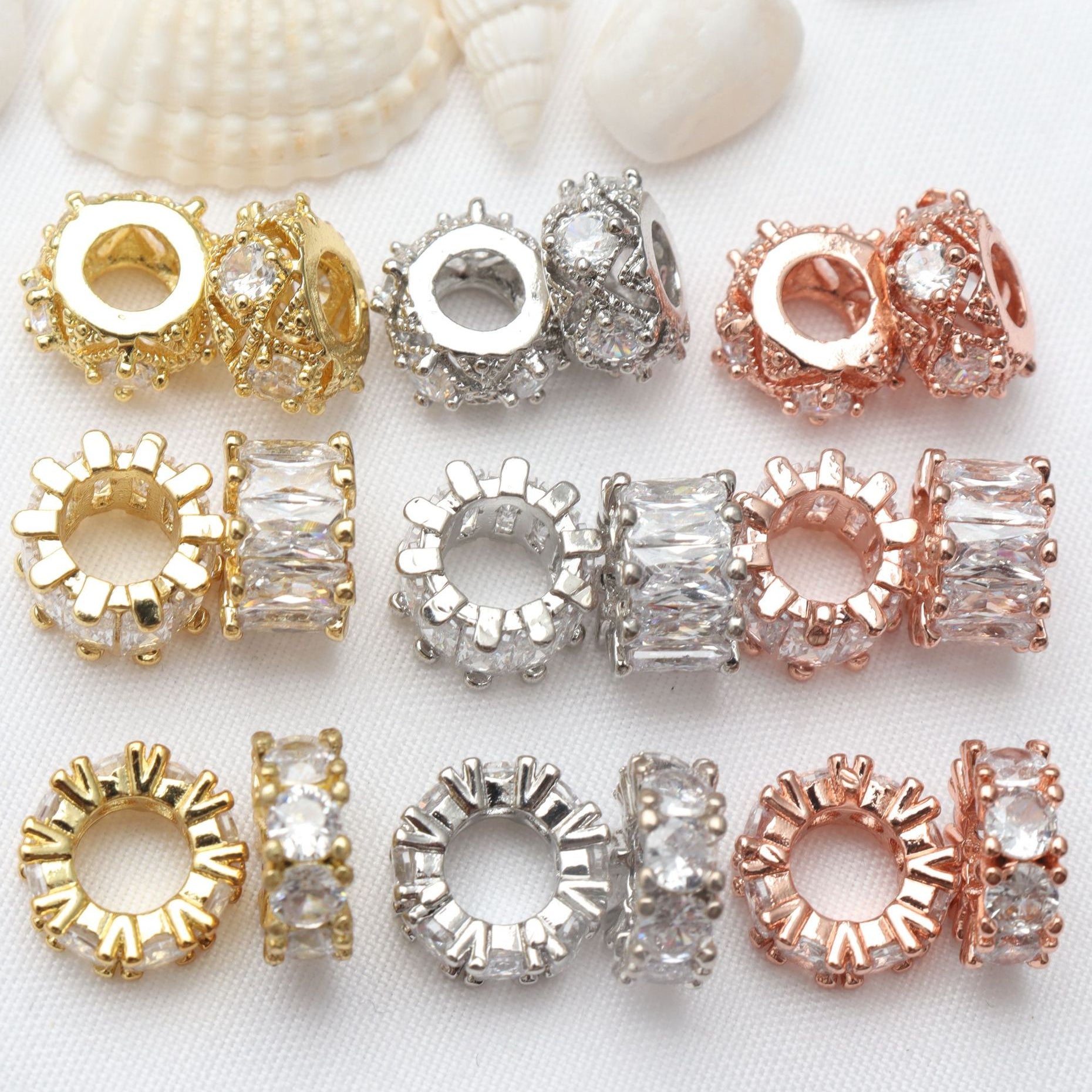 Cuentas de cobre de circón de micro incrustaciones de 5 piezas al por mayor