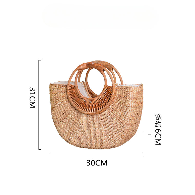 Wholesale Grass Woven Moon Style Handmade Bags