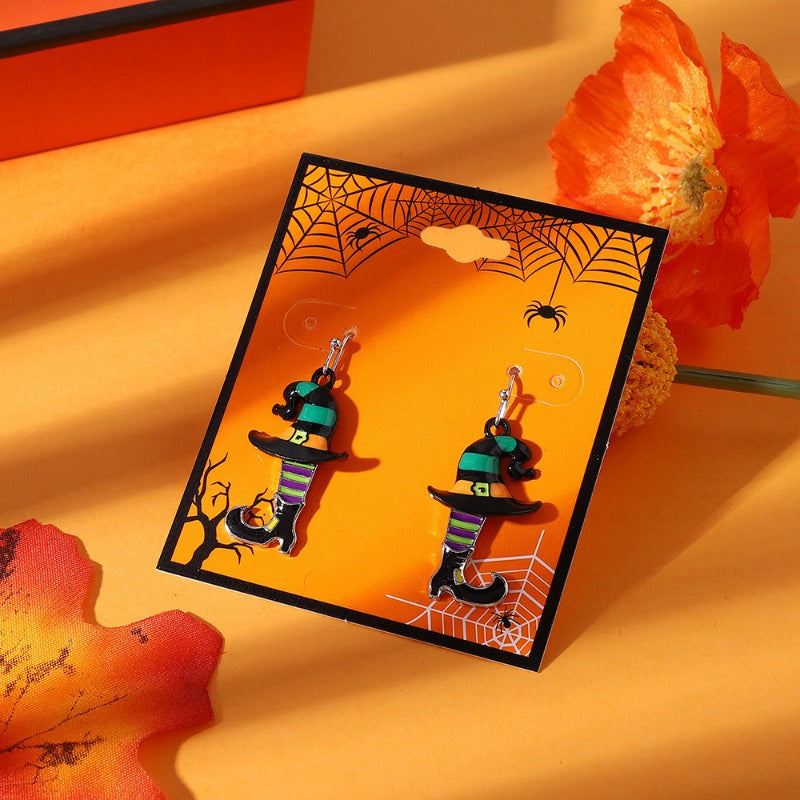 Wholesale Halloween BOO Cartoon Funny Boots Cactus Alloy Earrings