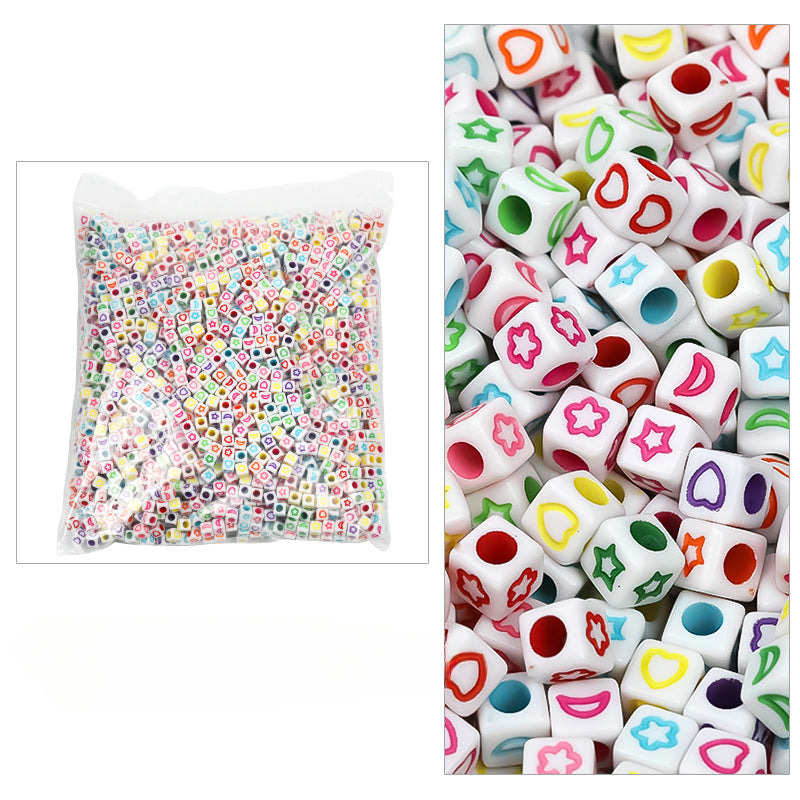 Wholesale 6mm 3100PCS/PACK Acrylic Letter Colored Square Loose Beads