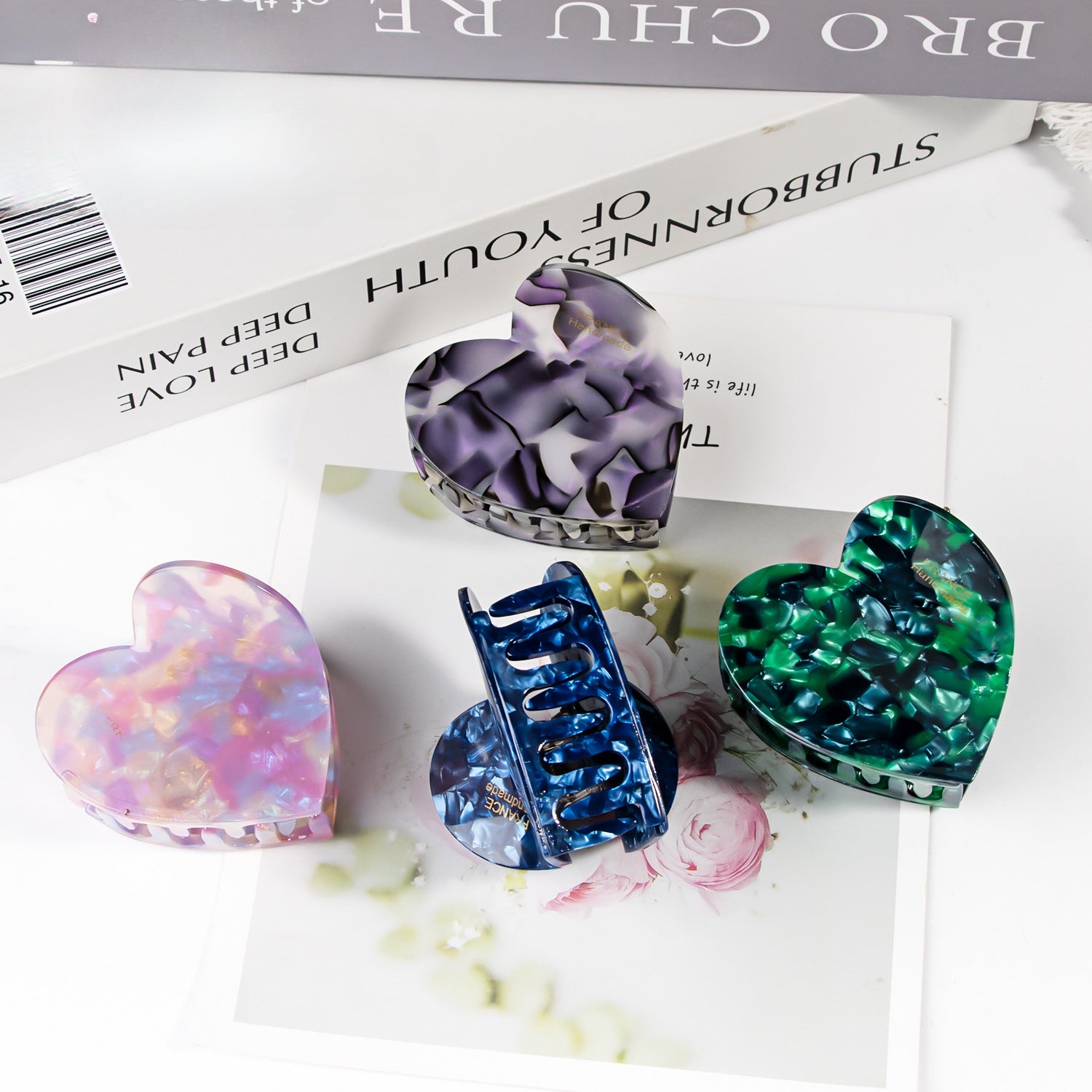 Wholesale Valentine's Day Acetate Heart Shape Hair Clips