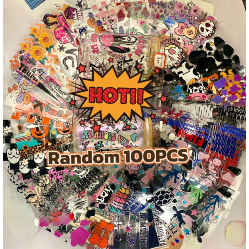 Wholesale Random 10/20/50/100pcs UV DTF Packing and Cartoon Festival Used for Crafts Random Style Cup Stickers