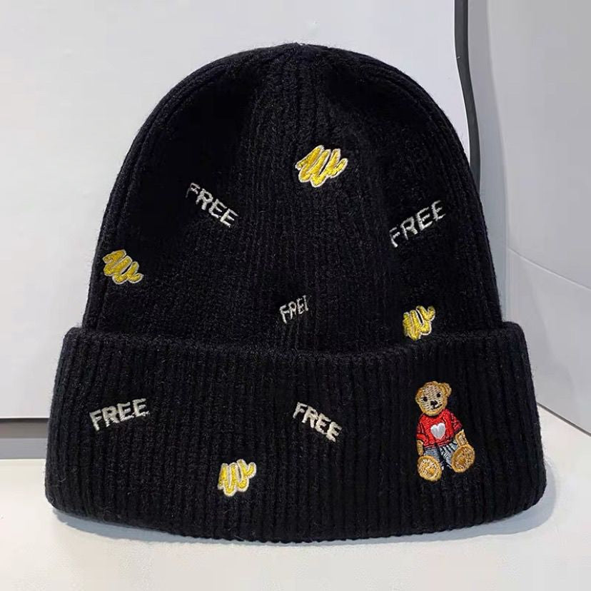 Wholesale Autumn and Winter All-match Letter Embroidered Cartoon Beanie