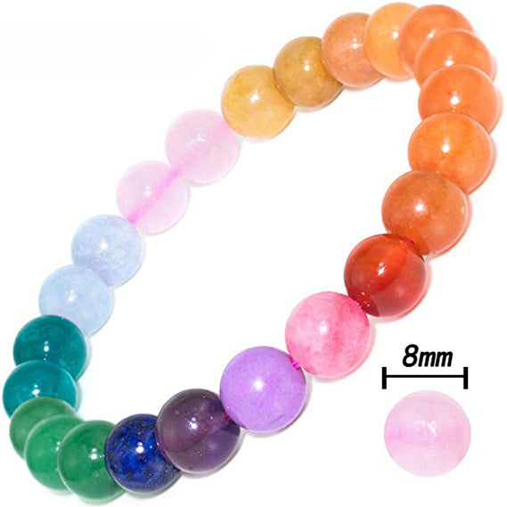 Wholesale 8mm Natural Gemstone Tiger Eye Stone Turquoise Handmade Beaded Elastic Cord Bracelet