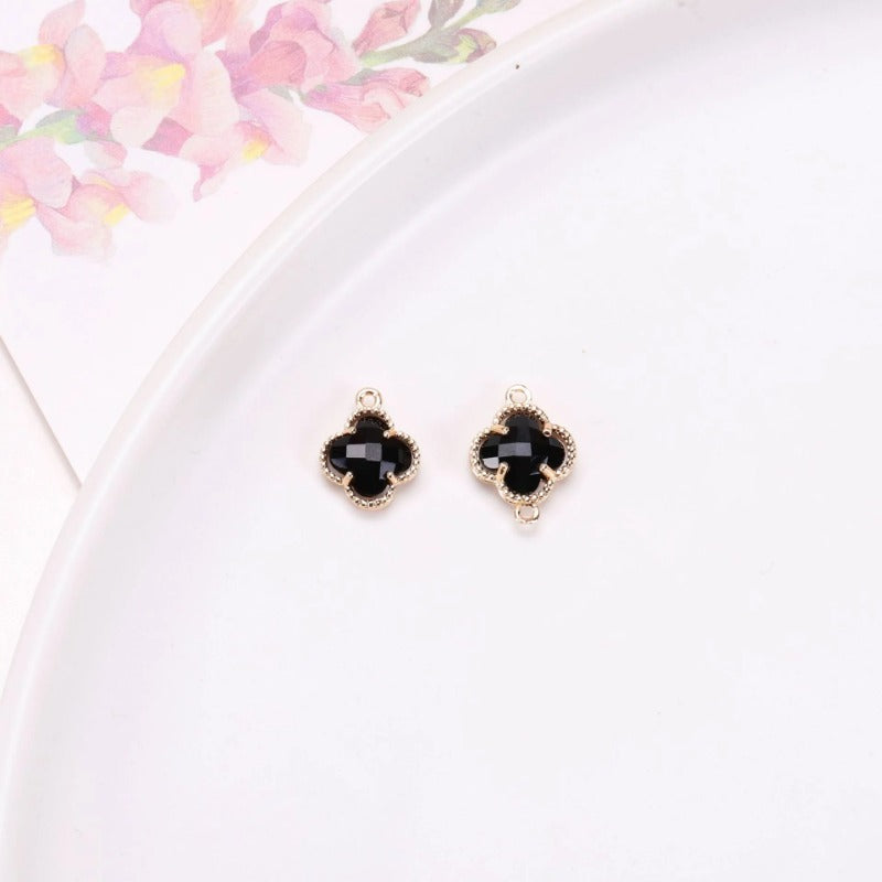 Wholesale 50pcs Crystal Double Hole Four Leaf Clover Pendant