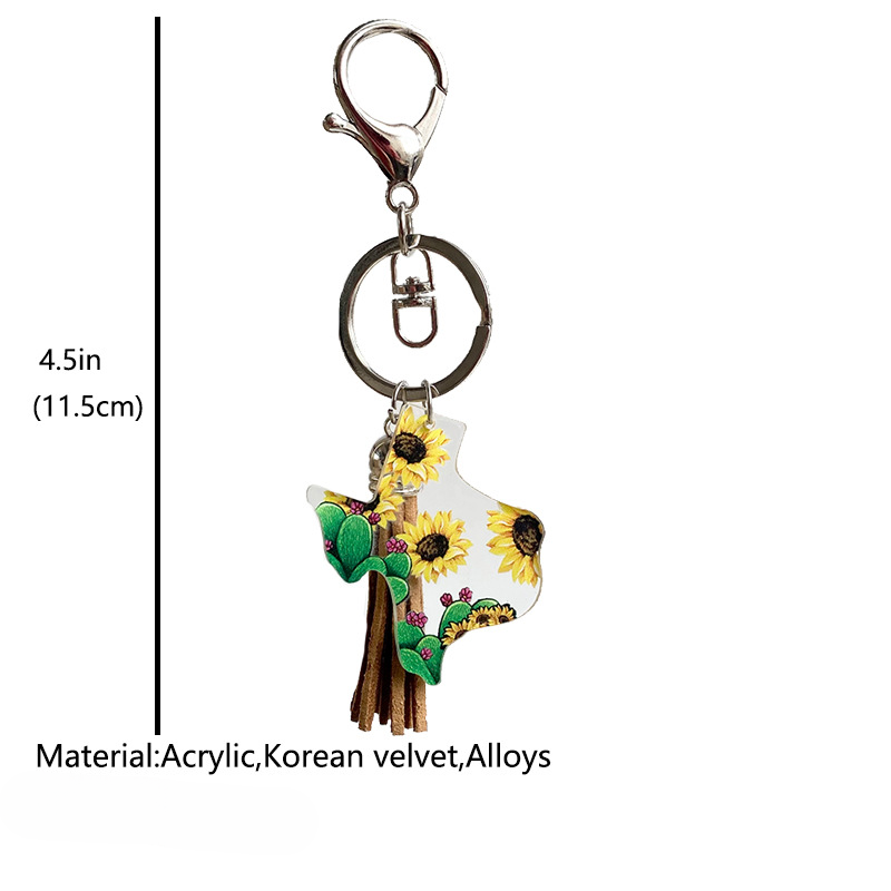 Wholesale 3pcs/pack Western Wind Sunflower Cactus Acrylic Keychain