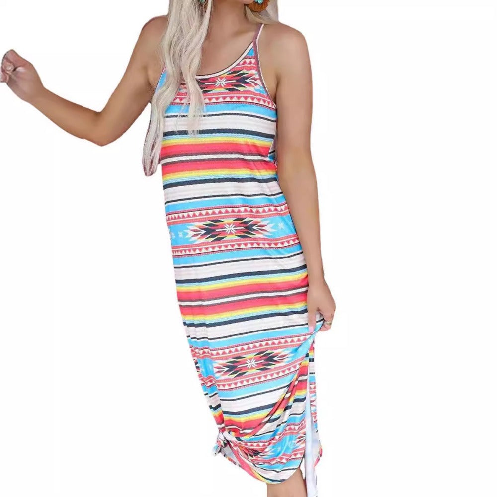 Wholesale Diamond Loose Sleeveless Knee Length Dress