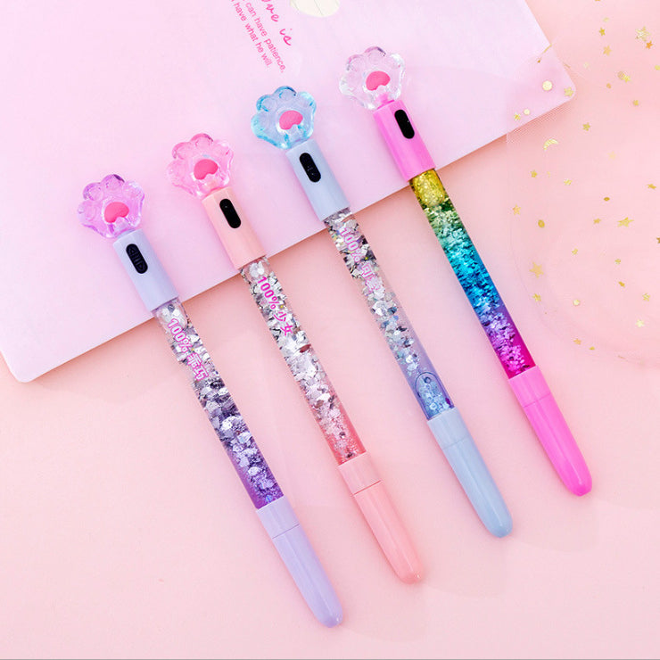 Wholesale Plastic Cat Claw Quicksand Pen with Light Rollerball Pen