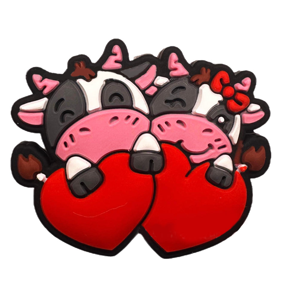 Wholesale 10pcs Creative Cow Red Pink Love Heart Beads