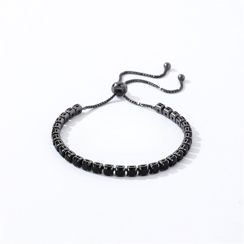 Wholesale 4mm Round Zircon Single Row Full Diamond Adjustable Bracelet