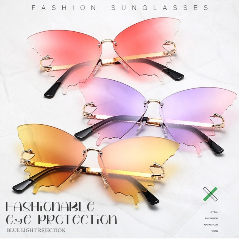 Wholesale Women's Butterfly Fashion Large Frame Gradient Color Sunglasses