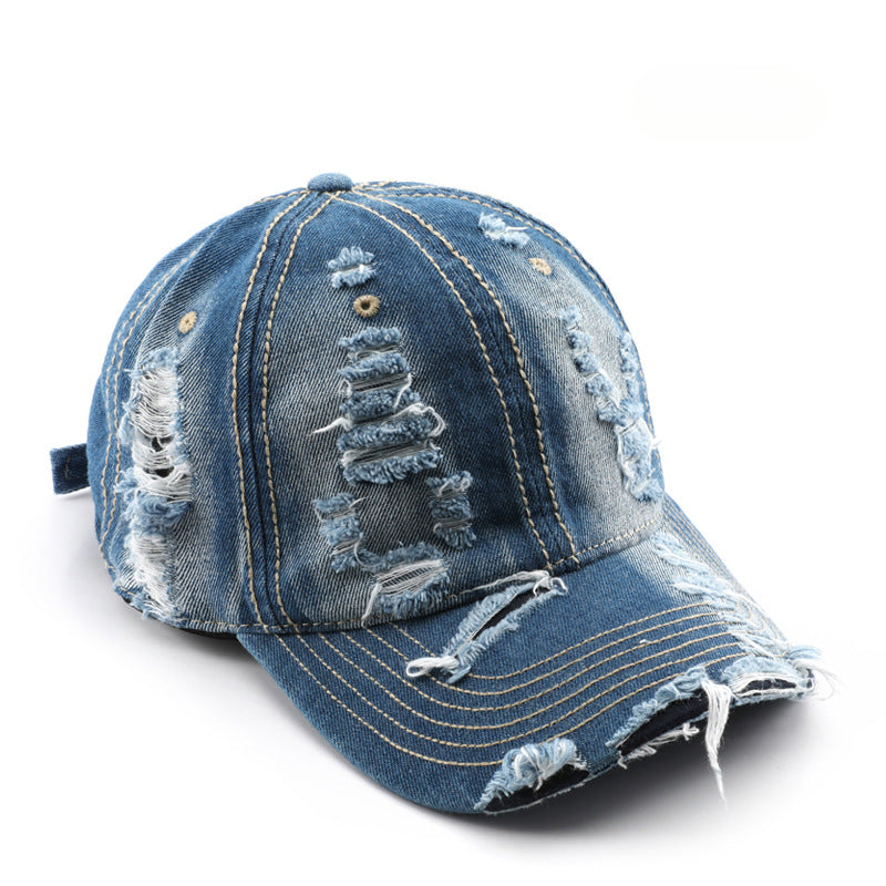 Wholesale Washed Denim Perforated Cotton Baseball Caps