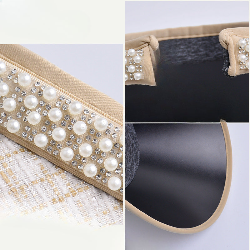 Wholesale Pearl Black Gum Big Eaves Hair Hoops Polyester Sun Hat