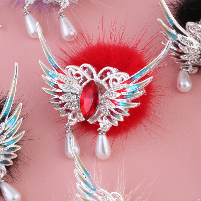 Wholesale 3pcs 3d Hair Ball Butterfly Pearl Pendant  The Straight Hole DIY Beads