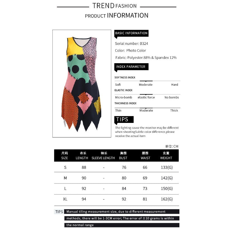 Wholesale Halloween Horror Night Dress Layered 3D Digital Printing Clothing