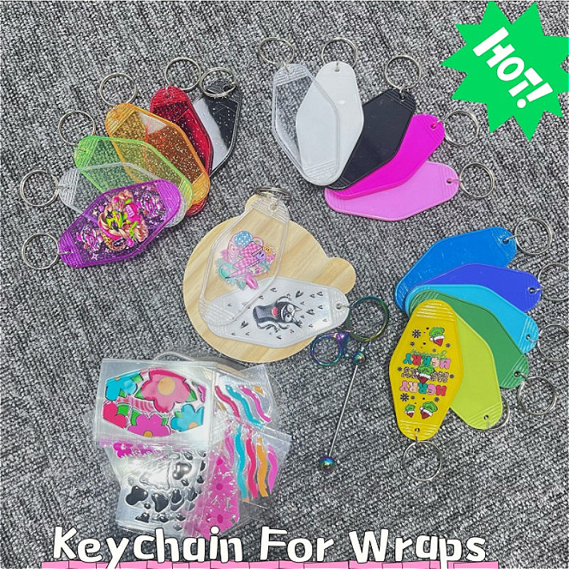 Wholesale 10/20/50/100pcs UV DTF Wrap & Cartoon Random Keychain Stickers