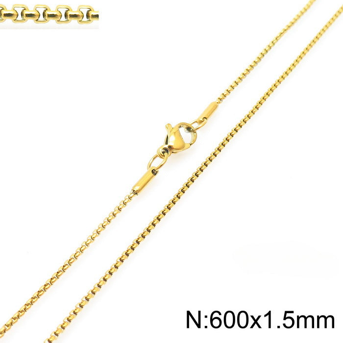 Wholesale Electroplating 18K Gold Square Pearl Stainless Steel Titanium Steel Necklace