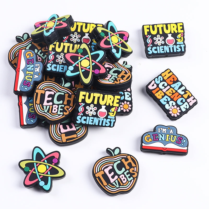 Wholesale 20pcs Cartoon Technology Series Letter Silicone Beads