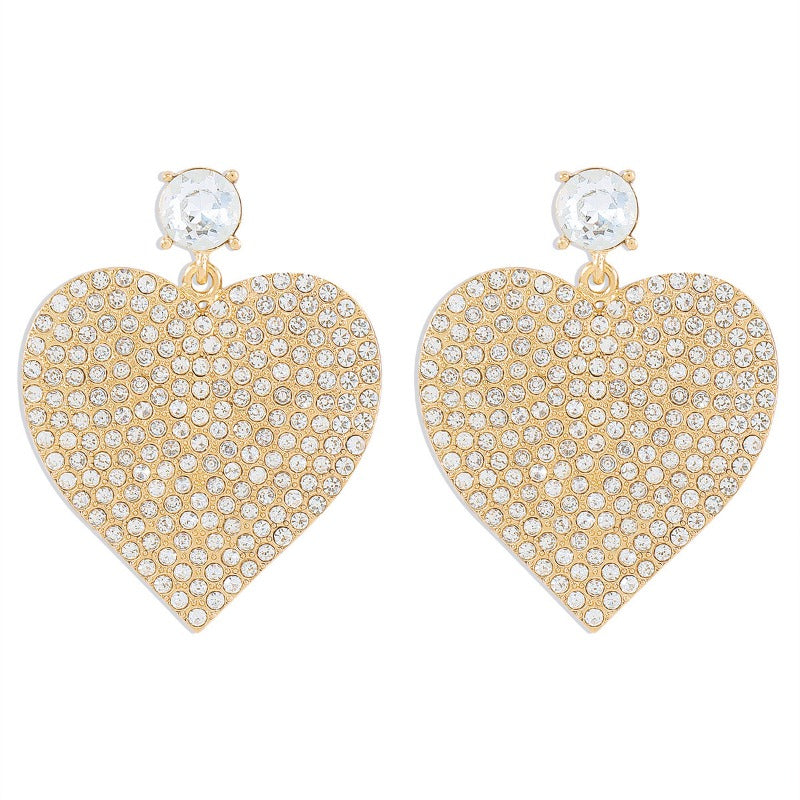 Wholesale Vintage Creative Heart Shaped Rhinestone Earrings