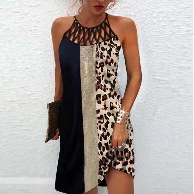 Wholesale Spring and Summer New Ethnic Style Positioning Printing Mesh Belt Sleeveless Casual Dress