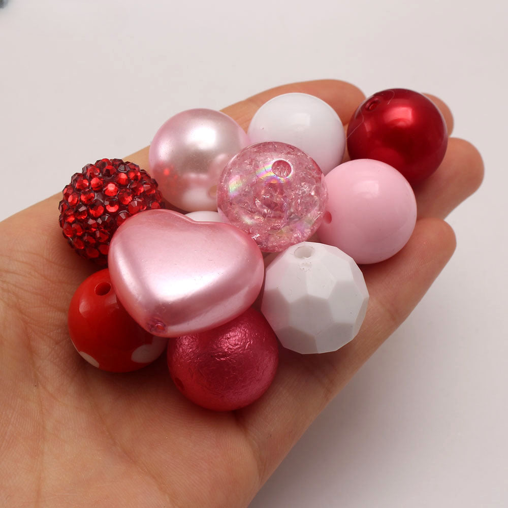 Wholesale of 50pcs Light Pink Love Valentine's Day 20MM Acrylic Large Beads