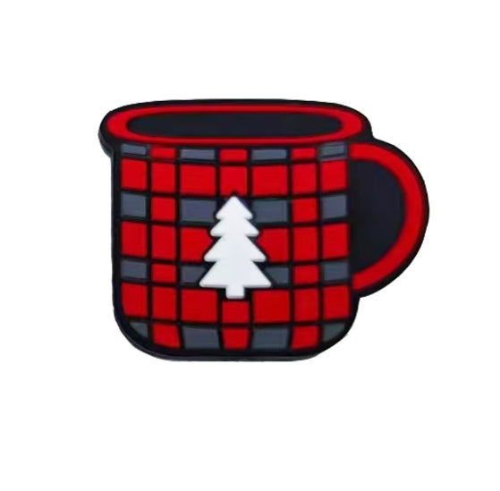 Wholesale 10pcs Christmas Cup Shape Grid Design Cup Cane Pattern Beads