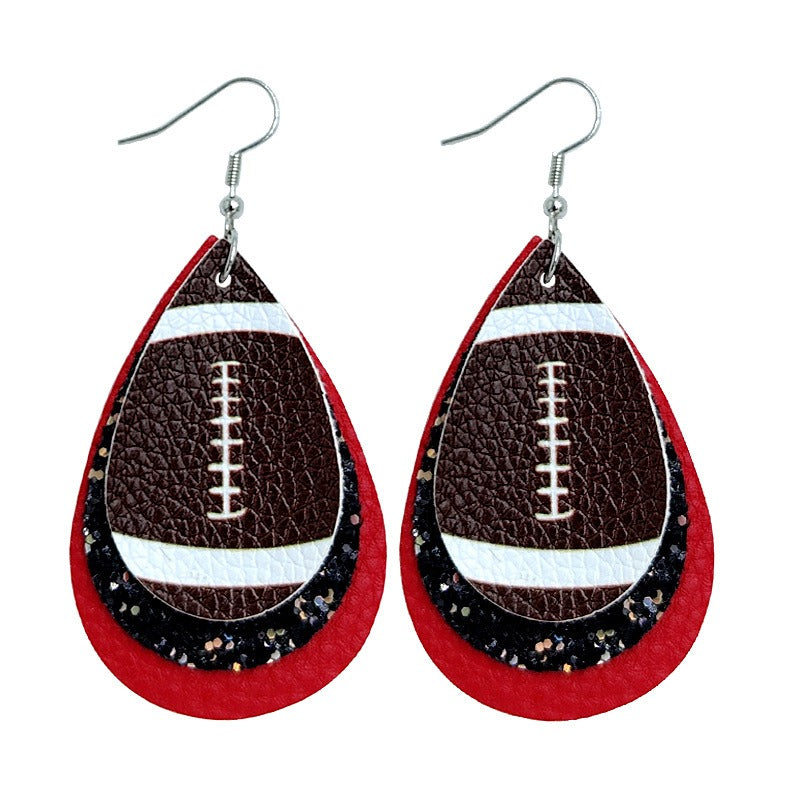 Wholesale Rugby Drop Shaped Leather Earrings