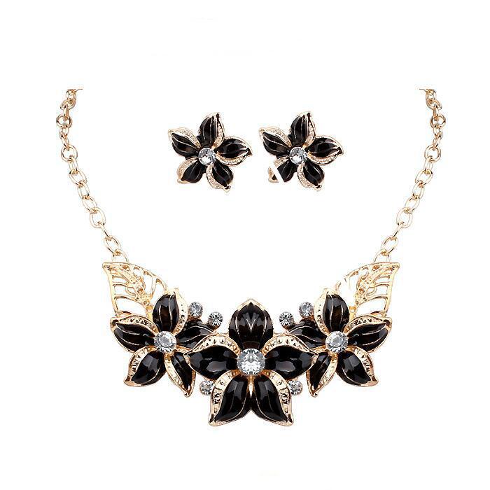 Wholesale Gardenia Oil Painting Necklace Earrings Set