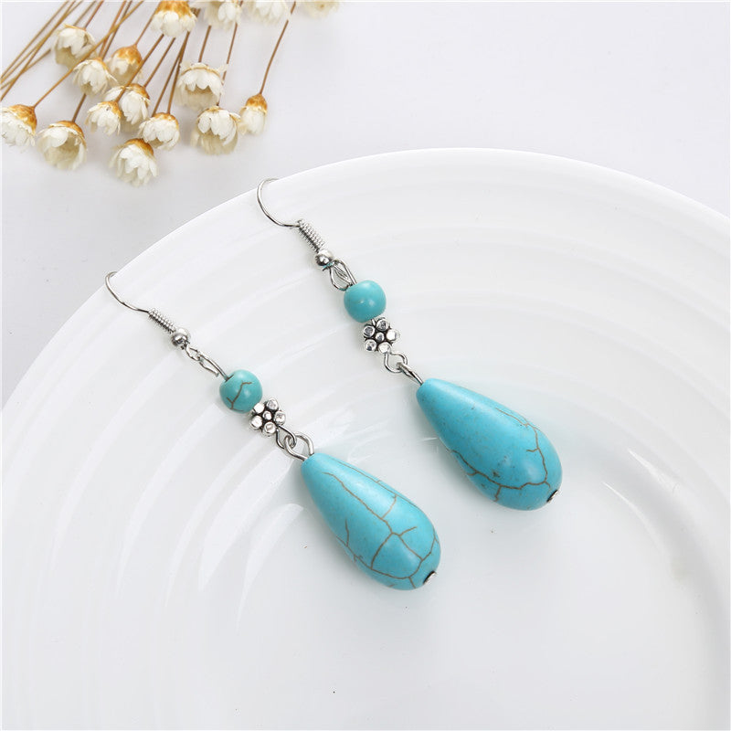 Wholesale Ethnic turquoise long earrings
