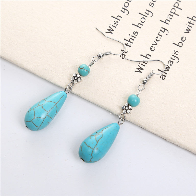 Wholesale Ethnic turquoise long earrings
