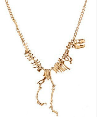 Wholesale Goth Theme Exaggerated Retro Dinosaur Skeleton Alloy Necklace