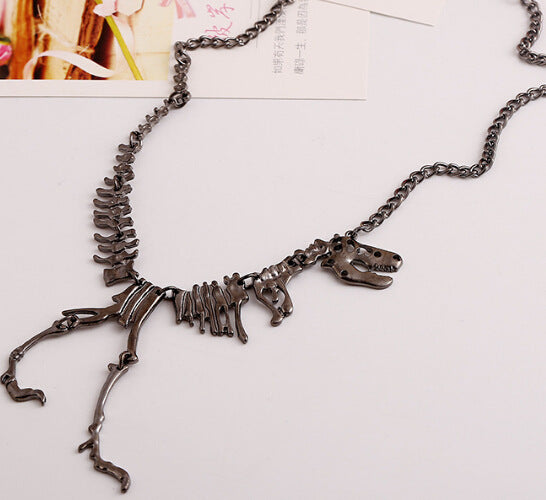 Wholesale Goth Theme Exaggerated Retro Dinosaur Skeleton Alloy Necklace