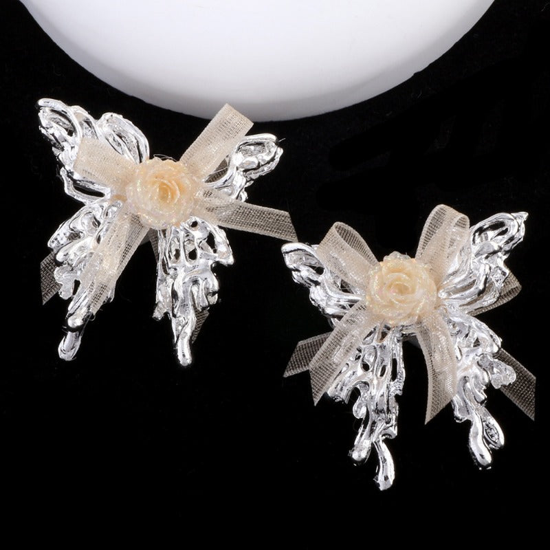 Wholesale Alloy Lace Bow Butterfly Alloy Beads Straight Hole Beads DIY Beads