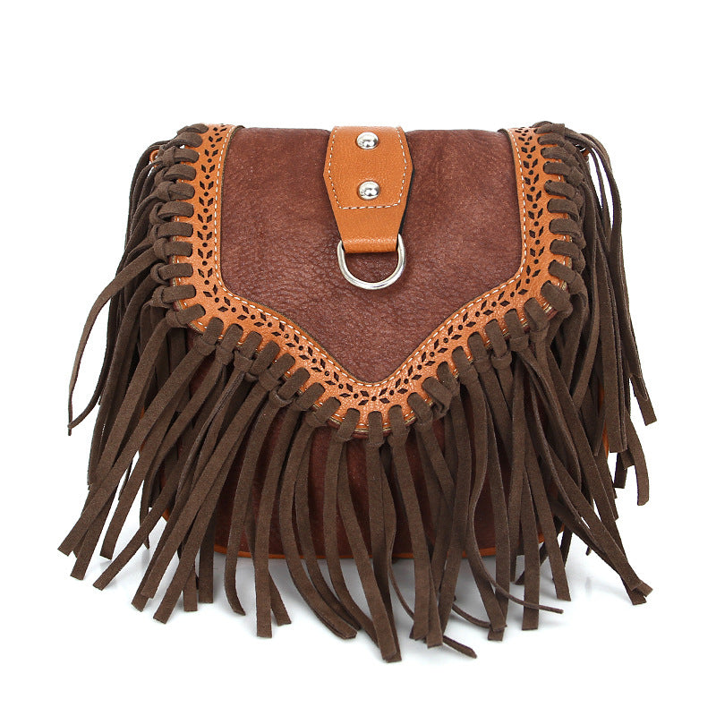 Wholesale Bohemian tassel crossbody single shoulder frosted bag