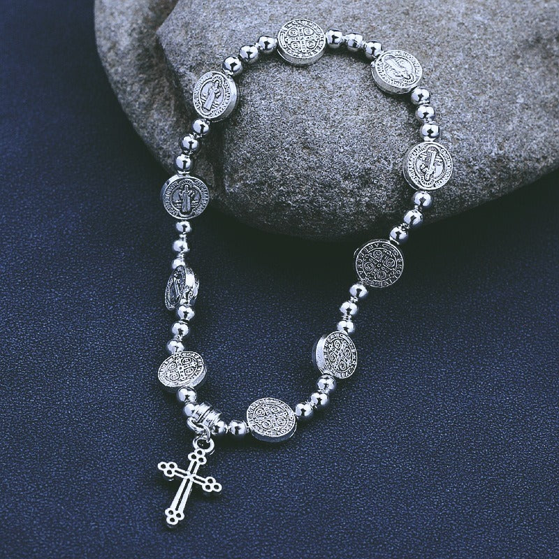 Wholesale Vintage Silver Elastic Baptism Bracelet