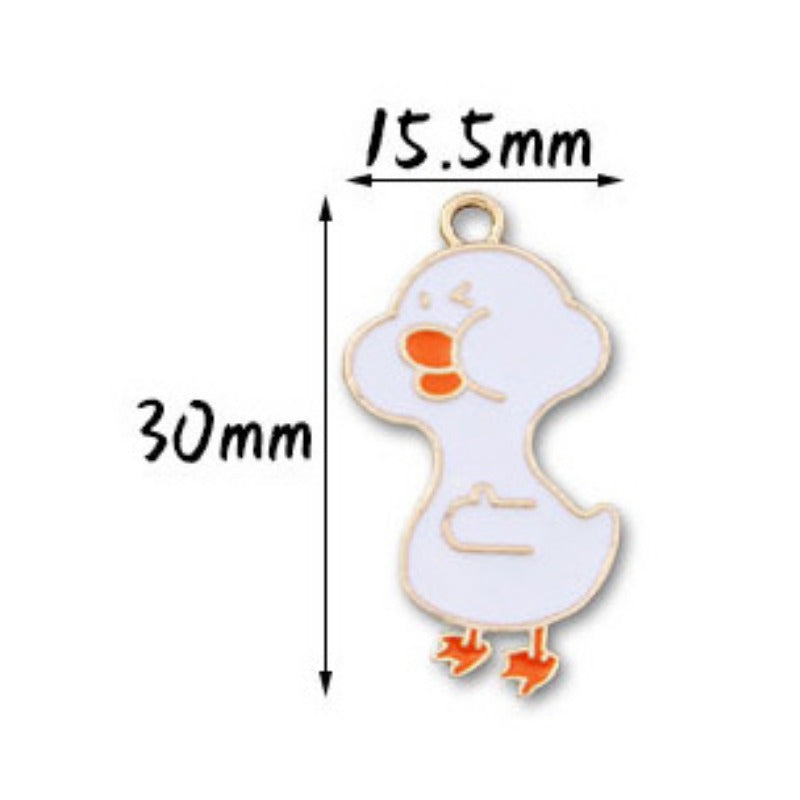 Wholesale 10pcs Cute Refueling Duck Love DIY Alloy Oil Drop Pendant Earring Keychain Pendant