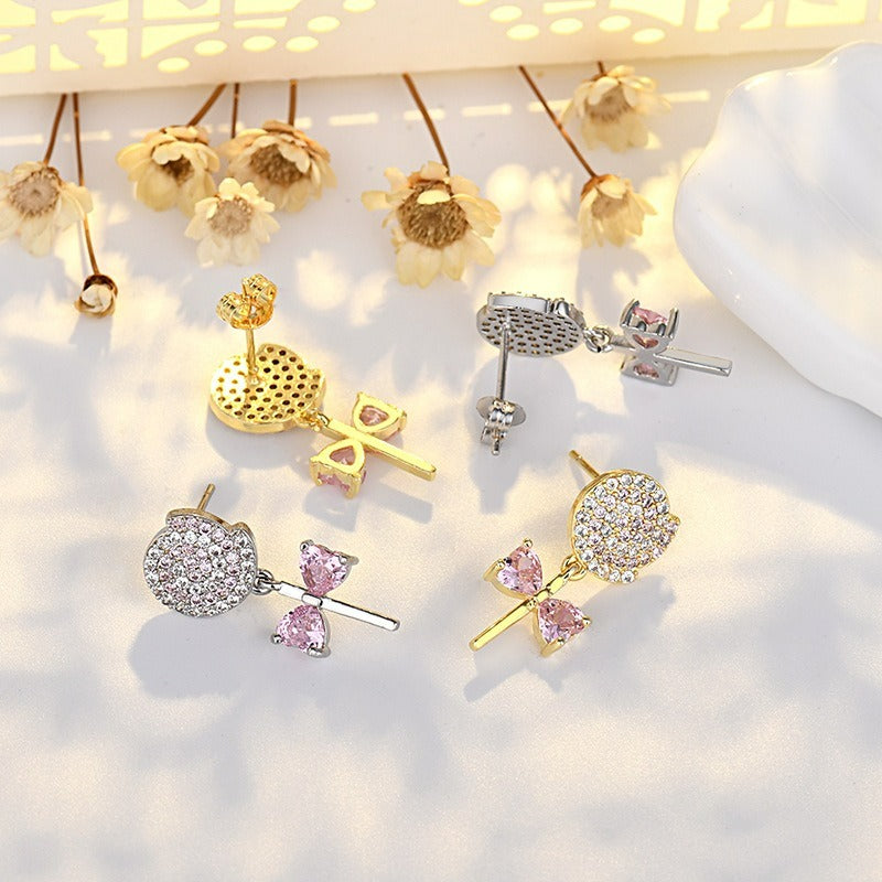 Wholesale Sterling Silver Lollipop Stud Earrings Zircon Candy Earrings