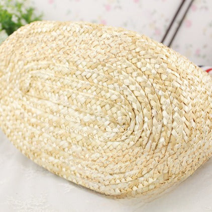 Wholesale Wooden Beaded Wheat Straw Handmade Straw Woven Shoulder Beach Bag