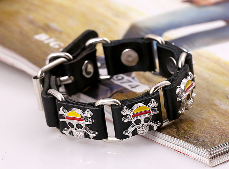 Wholesale Skull Punk Genuine Leather Men's Bracelets
