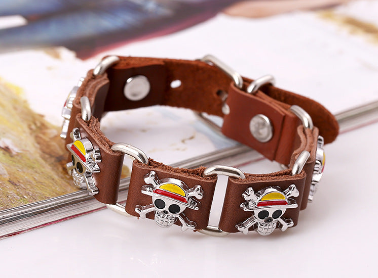 Wholesale Skull Punk Genuine Leather Men's Bracelets