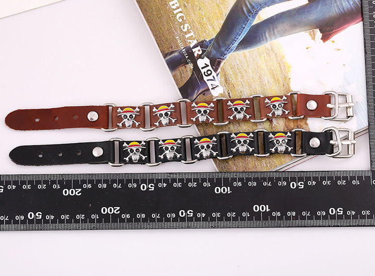 Wholesale Skull Punk Genuine Leather Men's Bracelets