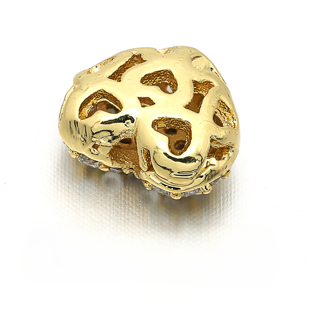 Wholesale Copper Micro Inlaid Peach Heart Beads