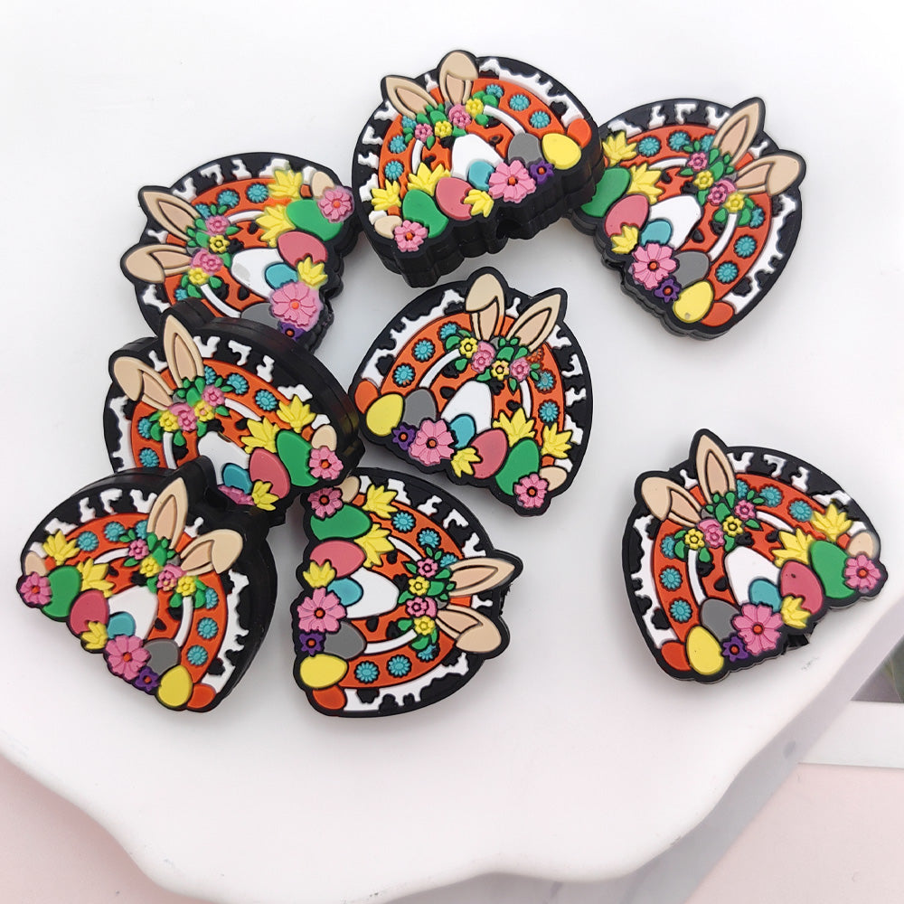 Wholesale 10pcs Cartoon Easter Rabbit Silicone Beads