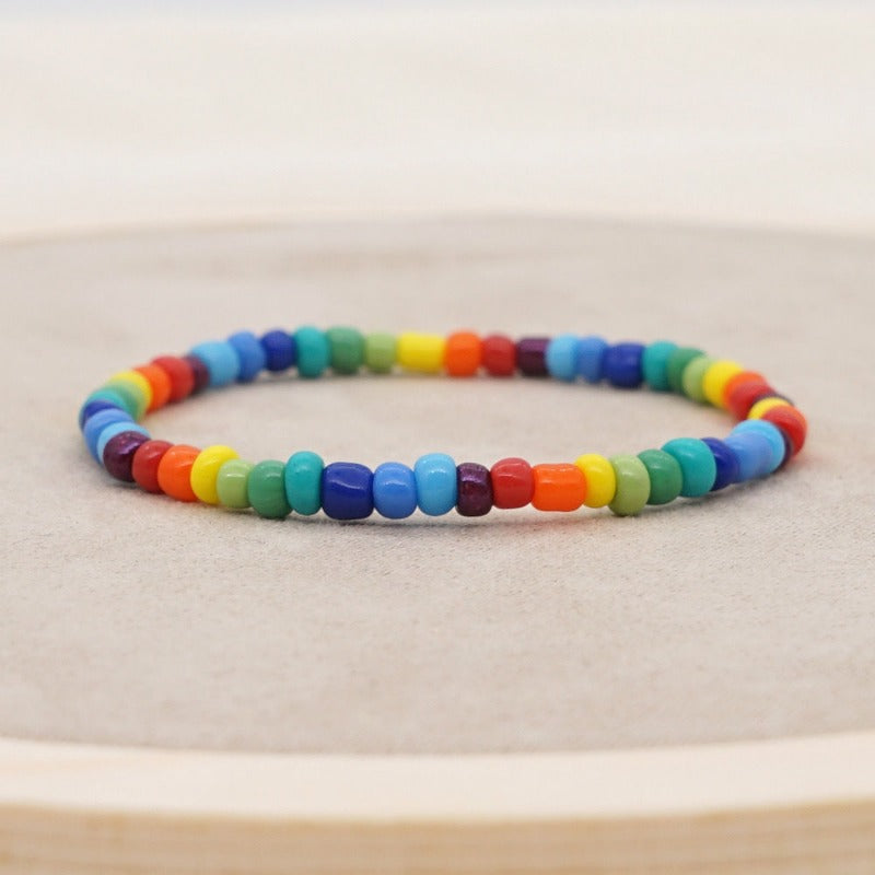 Wholesale Rainbow Glass Seed Beads and Transparent Beads Bracelet