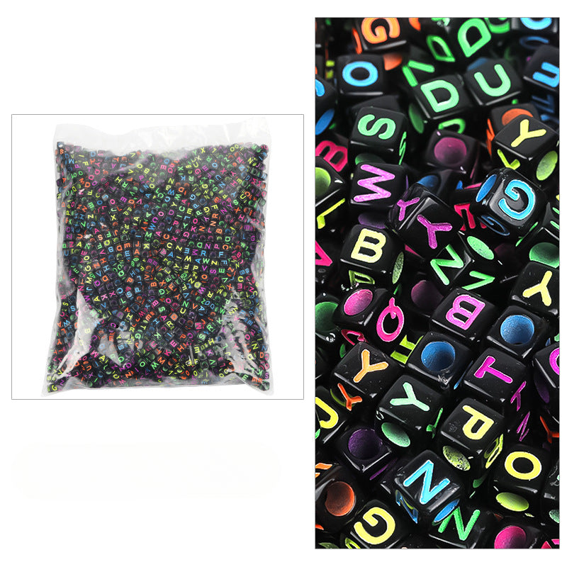 Wholesale 6mm 3100PCS/PACK Acrylic Letter Colored Square Loose Beads