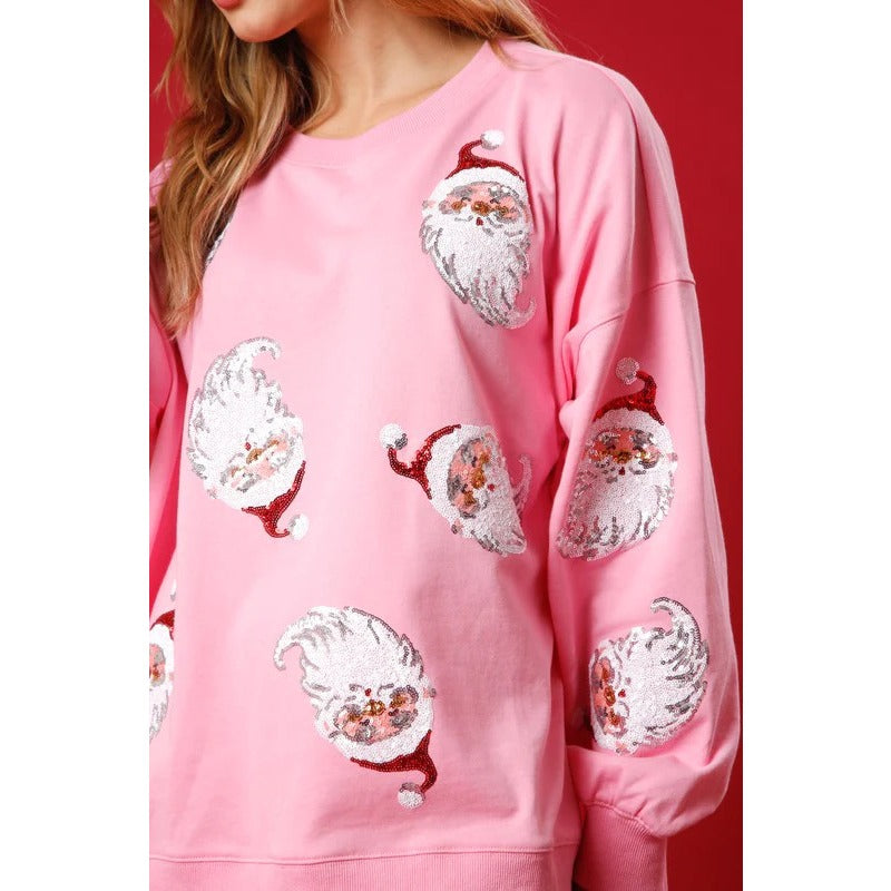 Wholesale Autumn and Winter Round Neck Casual Loose Christmas Sequin Women Clothes