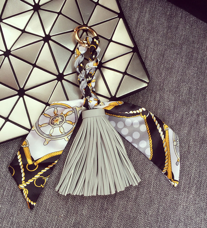 Wholesale Spring and Summer Leather Scarf Tassel Pendant Keychain