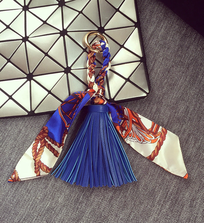 Wholesale Spring and Summer Leather Scarf Tassel Pendant Keychain