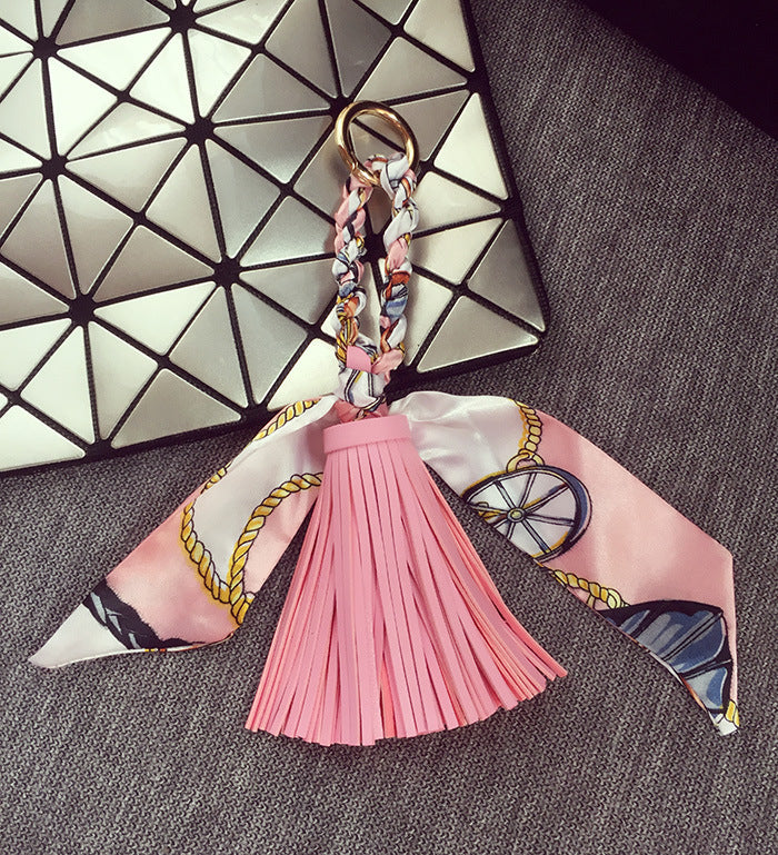 Wholesale Spring and Summer Leather Scarf Tassel Pendant Keychain