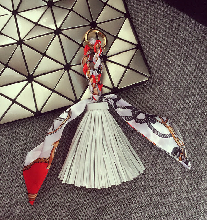 Wholesale Spring and Summer Leather Scarf Tassel Pendant Keychain
